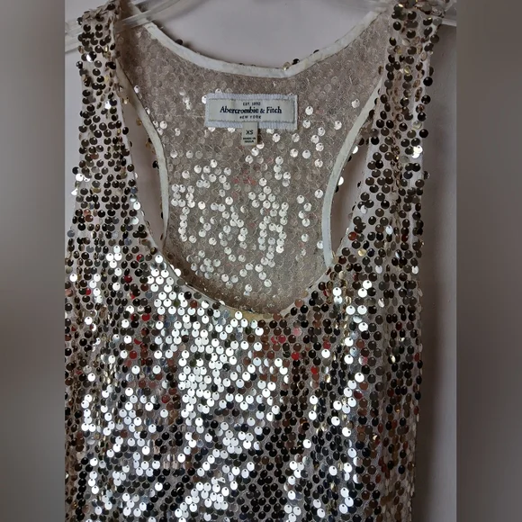 Abercrombie and Fitch Sheer Gold Sequin Sleeveless Top XS New Years Party - Picture 3 of 6